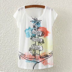 Summer Cotton Cat Print T-Shirt