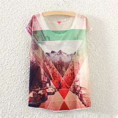 Summer Cotton Cat Print T-Shirt