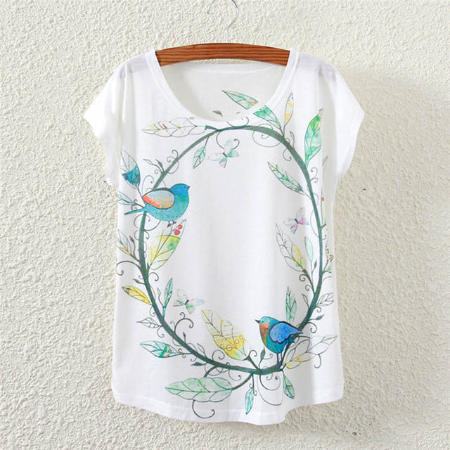 Summer Cotton Cat Print T-Shirt