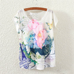 Summer Cotton Cat Print T-Shirt