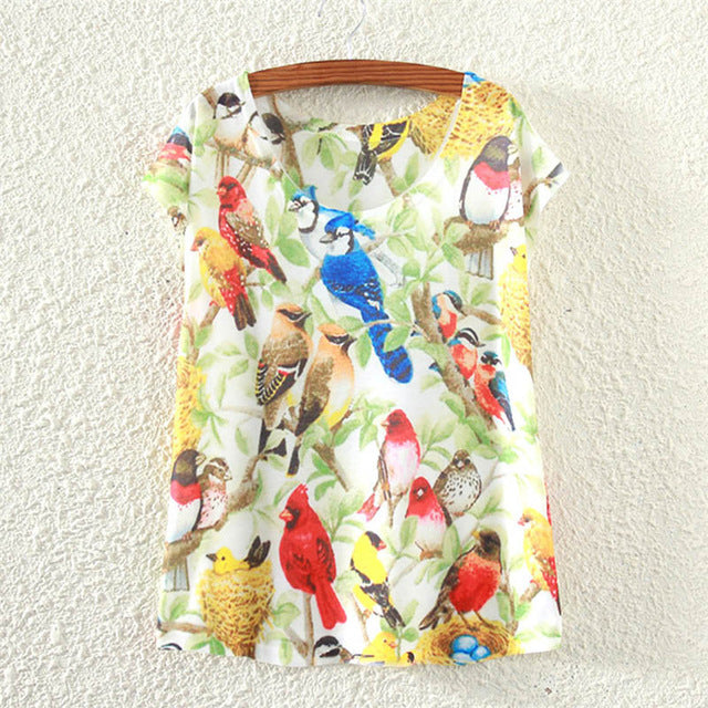 Summer Cotton Cat Print T-Shirt