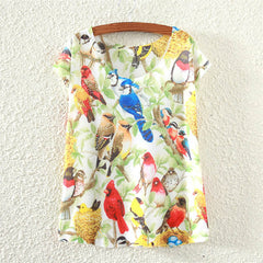 Summer Cotton Cat Print T-Shirt