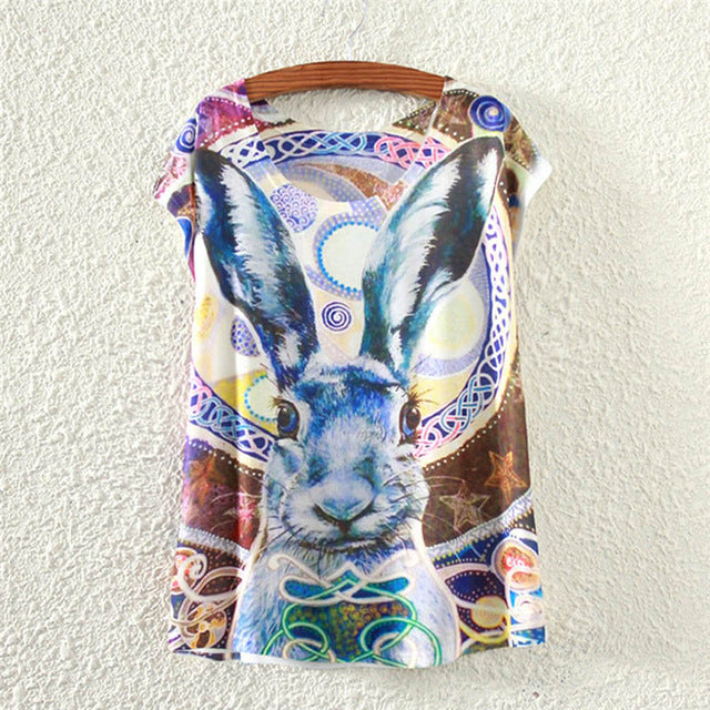 Summer Cotton Cat Print T-Shirt
