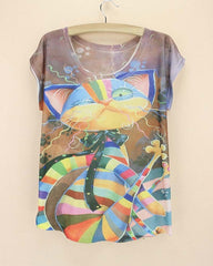 cats printing top tees for girls
