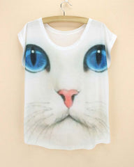 cats printing top tees for girls