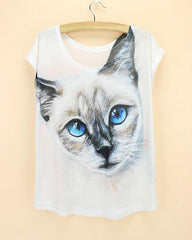 cats printing top tees for girls