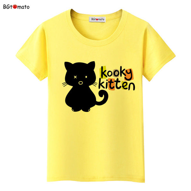 Black cat pink love t-shirt