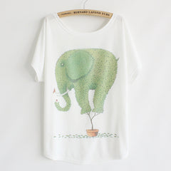 Cat kiss Fish print Top Tees