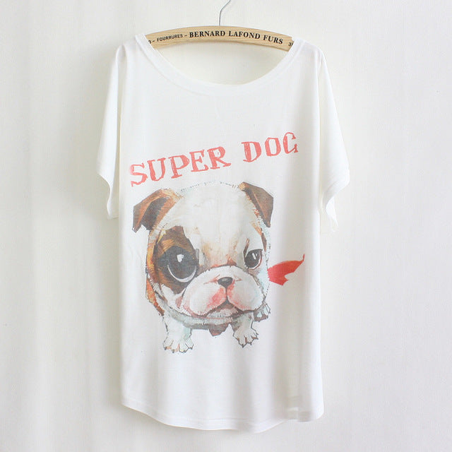 Cat kiss Fish print Top Tees