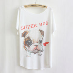 Cat kiss Fish print Top Tees