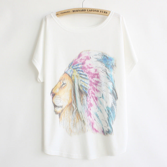 Cat kiss Fish print Top Tees
