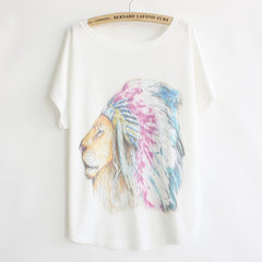Cat kiss Fish print Top Tees