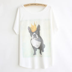 Cat kiss Fish print Top Tees