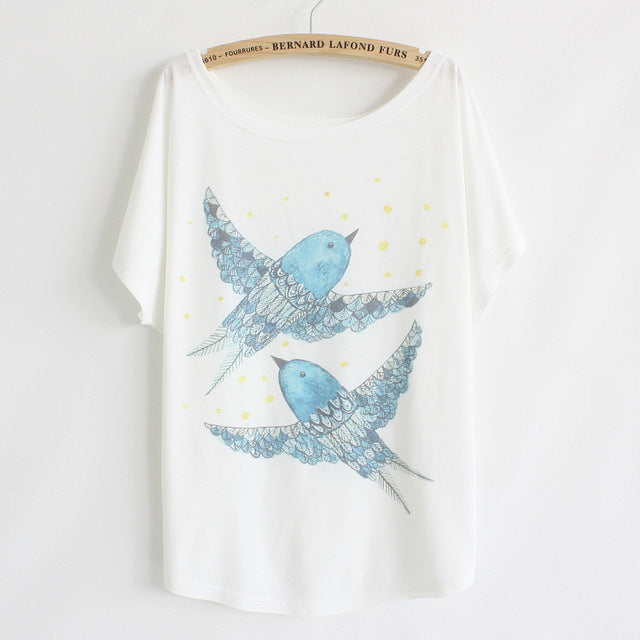 Cat kiss Fish print Top Tees