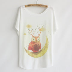 Cat kiss Fish print Top Tees