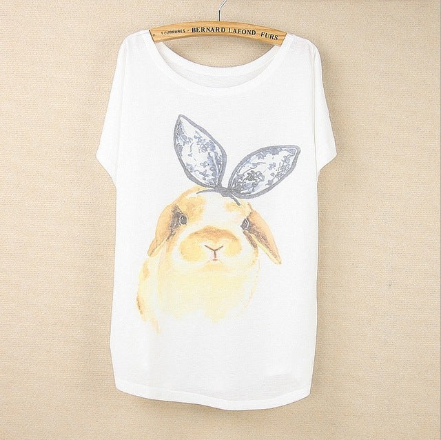 Cat kiss Fish print Top Tees
