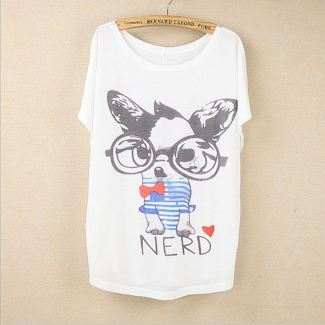 Cat kiss Fish print Top Tees