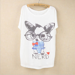 Cat kiss Fish print Top Tees
