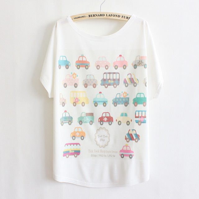 Cat kiss Fish print Top Tees
