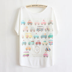 Cat kiss Fish print Top Tees
