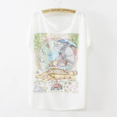 Cat kiss Fish print Top Tees