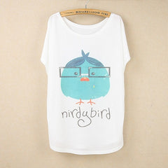 Cat kiss Fish print Top Tees
