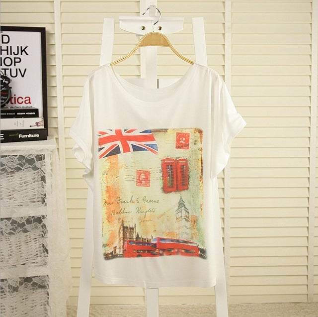 Cat kiss Fish print Top Tees