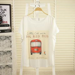 Cat kiss Fish print Top Tees