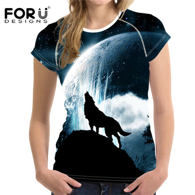 3D Black Cat Female T-shirts for Women