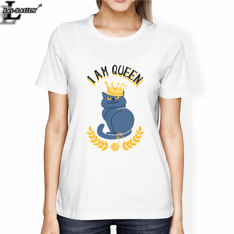 I Am Cat Queen Women's Fashion T-Shirts