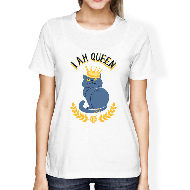 I Am Cat Queen Women's Fashion T-Shirts