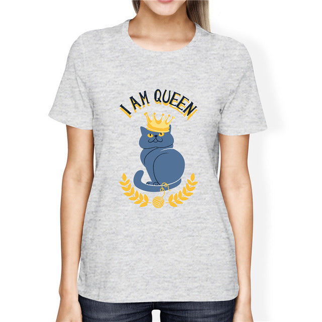 I Am Cat Queen Women's Fashion T-Shirts