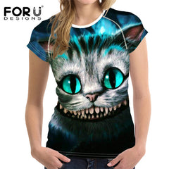 Cute 3D Animal Denim Cat T Shirt for Women