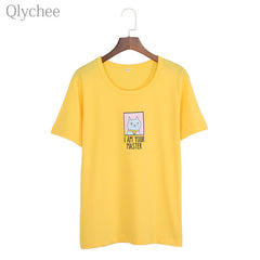 I AM YOUR MASTER Letter Print Short Sleeve Loose Female Tee Top