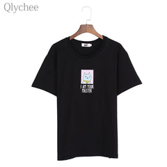 I AM YOUR MASTER Letter Print Short Sleeve Loose Female Tee Top