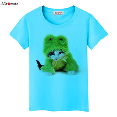 Green clothes little cat t shirt