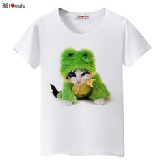 Green clothes little cat t shirt