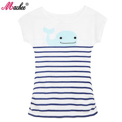 Cotton Short Sleeve Cat Printed Loose Women's Tshirts