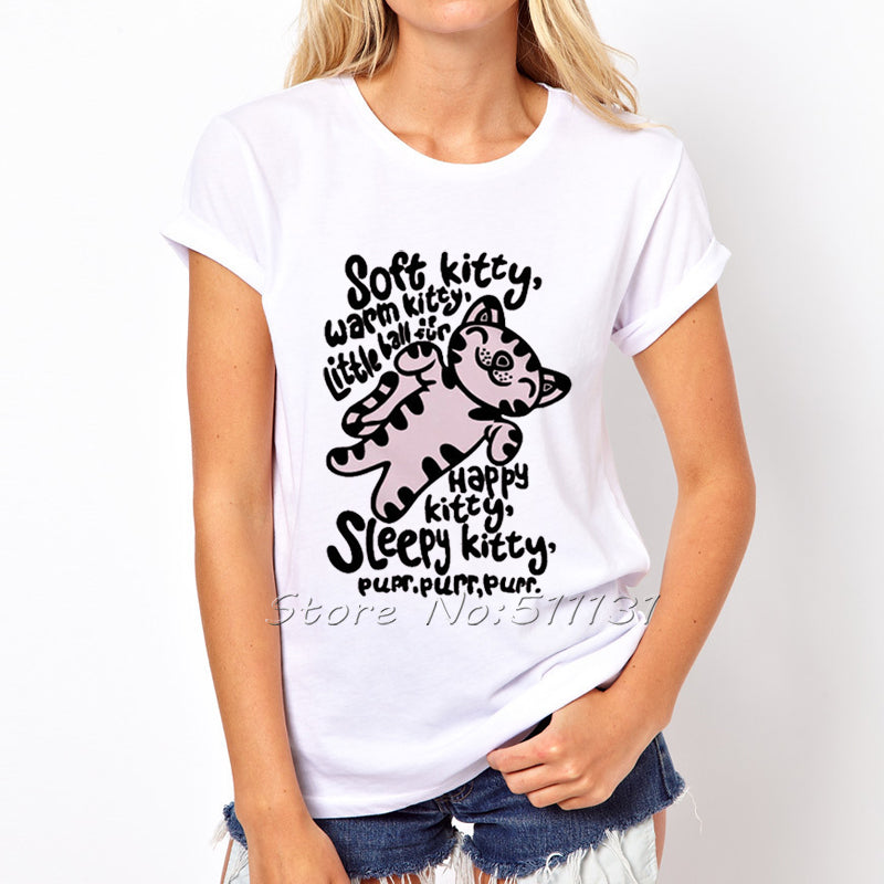 Funny Soft Kitty Printed T-shirts