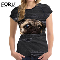 3D Black Denim Pocket Girls T-shirts