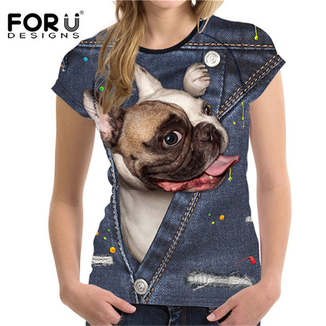 3D Black Denim Pocket Girls T-shirts