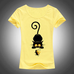 Naughty black cat t shirt