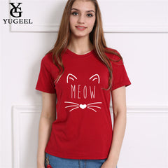 Cute Cat Print Tee Shirt
