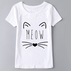 Cute Cat Print Tee Shirt