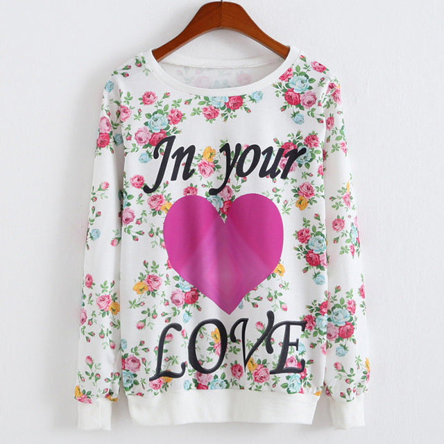 Long sleeve top tees cute Cat Printed Casual clothes
