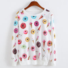 Long sleeve top tees cute Cat Printed Casual clothes