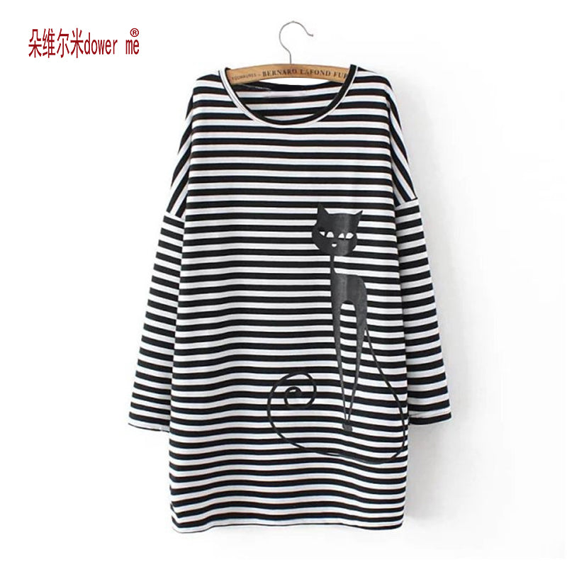 Cat printed summer loose big size T shirts