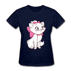 Funny Kawaii Cute Beautiful Little White Cat Cotton funny t shirt women