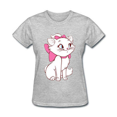 Funny Kawaii Cute Beautiful Little White Cat Cotton funny t shirt women