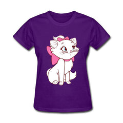 Funny Kawaii Cute Beautiful Little White Cat Cotton funny t shirt women